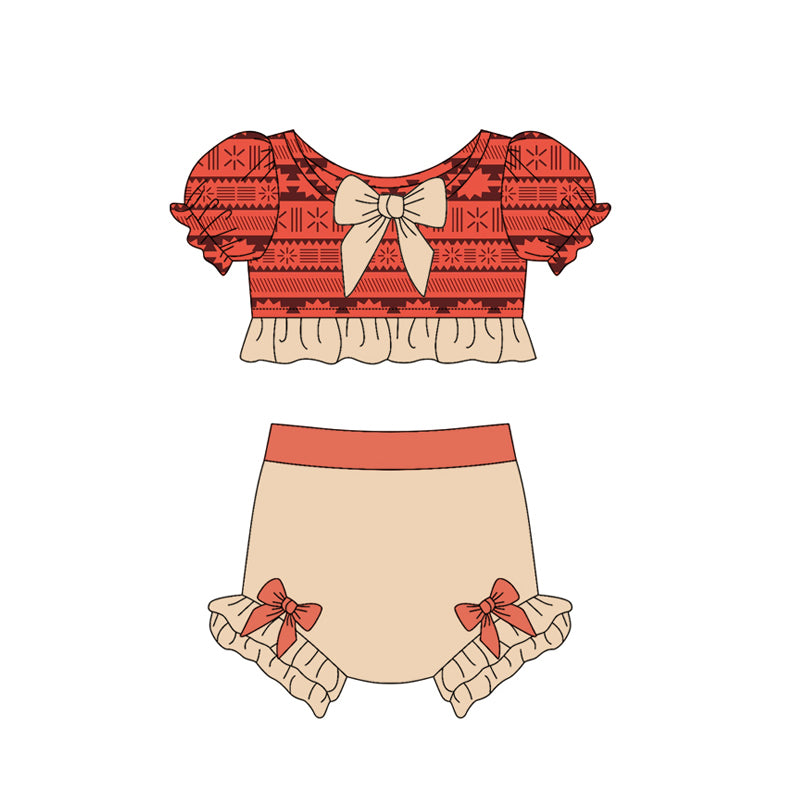 2.25(Custom Design Preorder MOQ 5) Cartoon Princess Orange Pink Color Girls 2 Piece Swimsuits