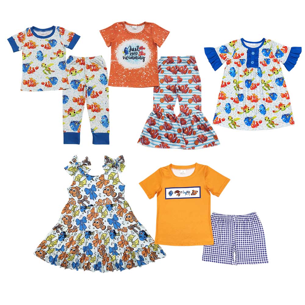 Cartoon Fish Print Sibling Clothes