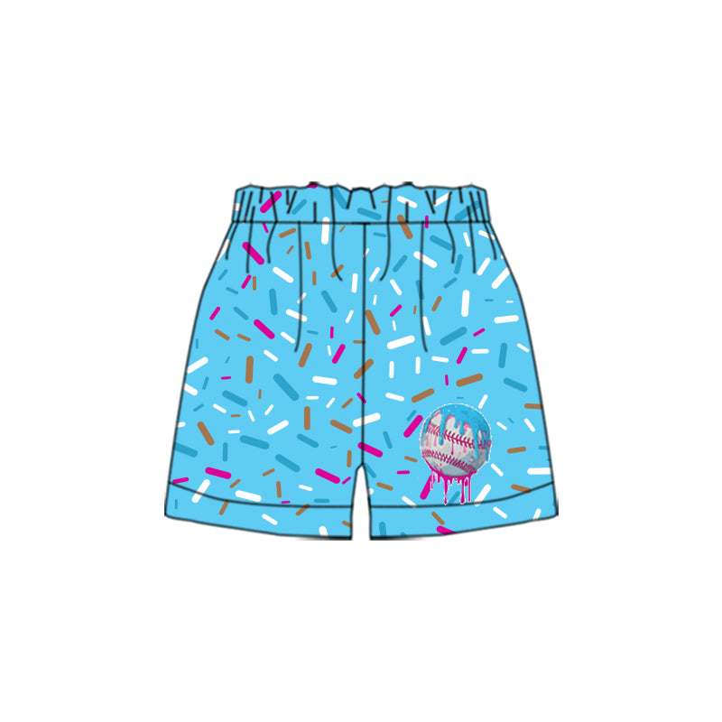 (Custom Design Preorder MOQ 5 Each Item) Baseball Sprinkles Print Boys Summer Bottom Shorts