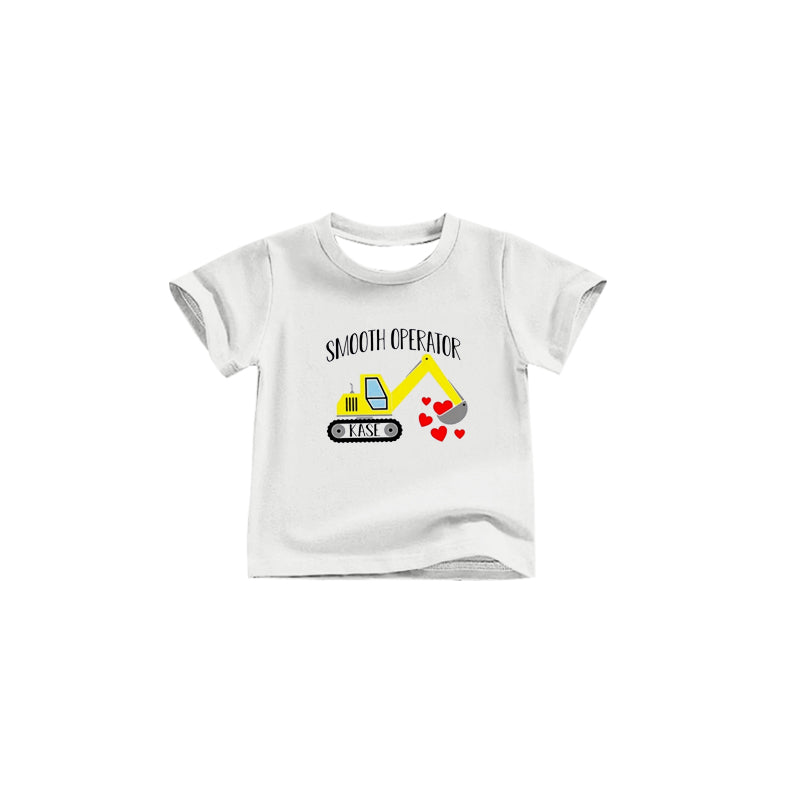 (Custom Design Preorder MOQ 5) Construction Heart Print Boys Valentine's Tee Shirts Top