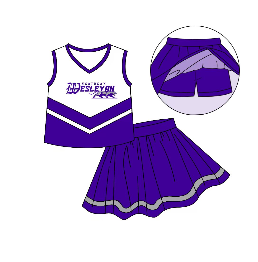 (Custom Design Preorder MOQ 5) Team's KENTUCKY Top Purple Skirts Shorts Girls Summer Clothes Set