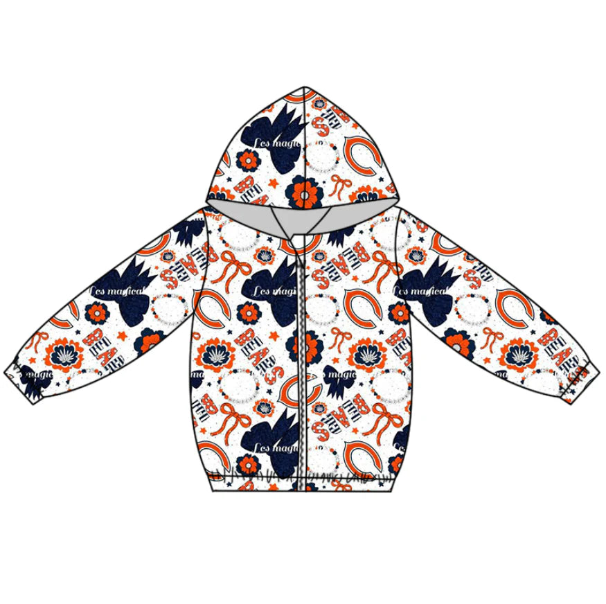 (Custom Design Preorder MOQ 5 Each Item)Team's BEARS Bows Print Girls Matching Clothes