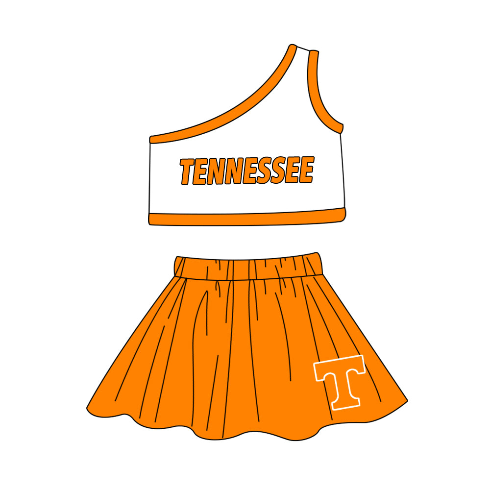 (Custom Design Preorder MOQ 5 ) Team's TENNESSEE Print Girls Skirts Clothes Set
