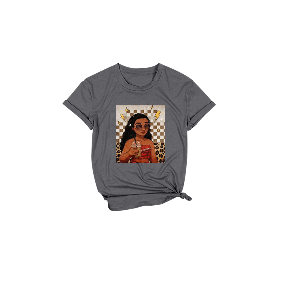 (Custom Design Preorder MOQ 5 Each Item) Cartoon Princess Grey Print Mom and Me Matching Clothes