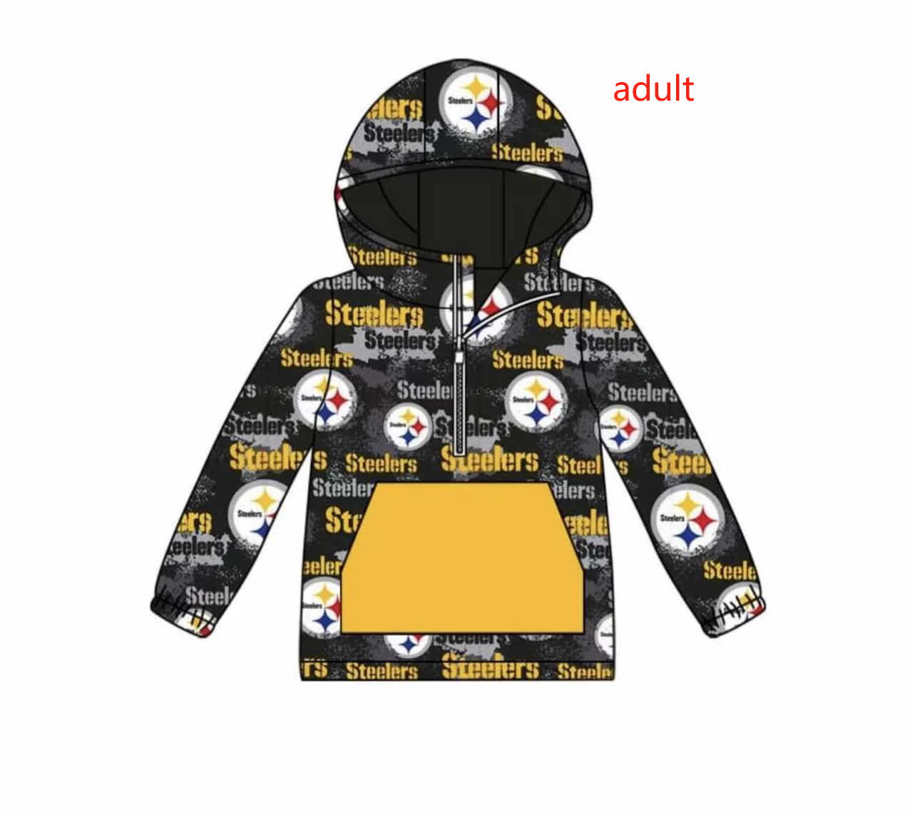 (Custom Design Preorder MOQ 5 ) Adult Team's STEELERS Print Man Long Sleeve Zipper Hoodie Tee Shirts Top