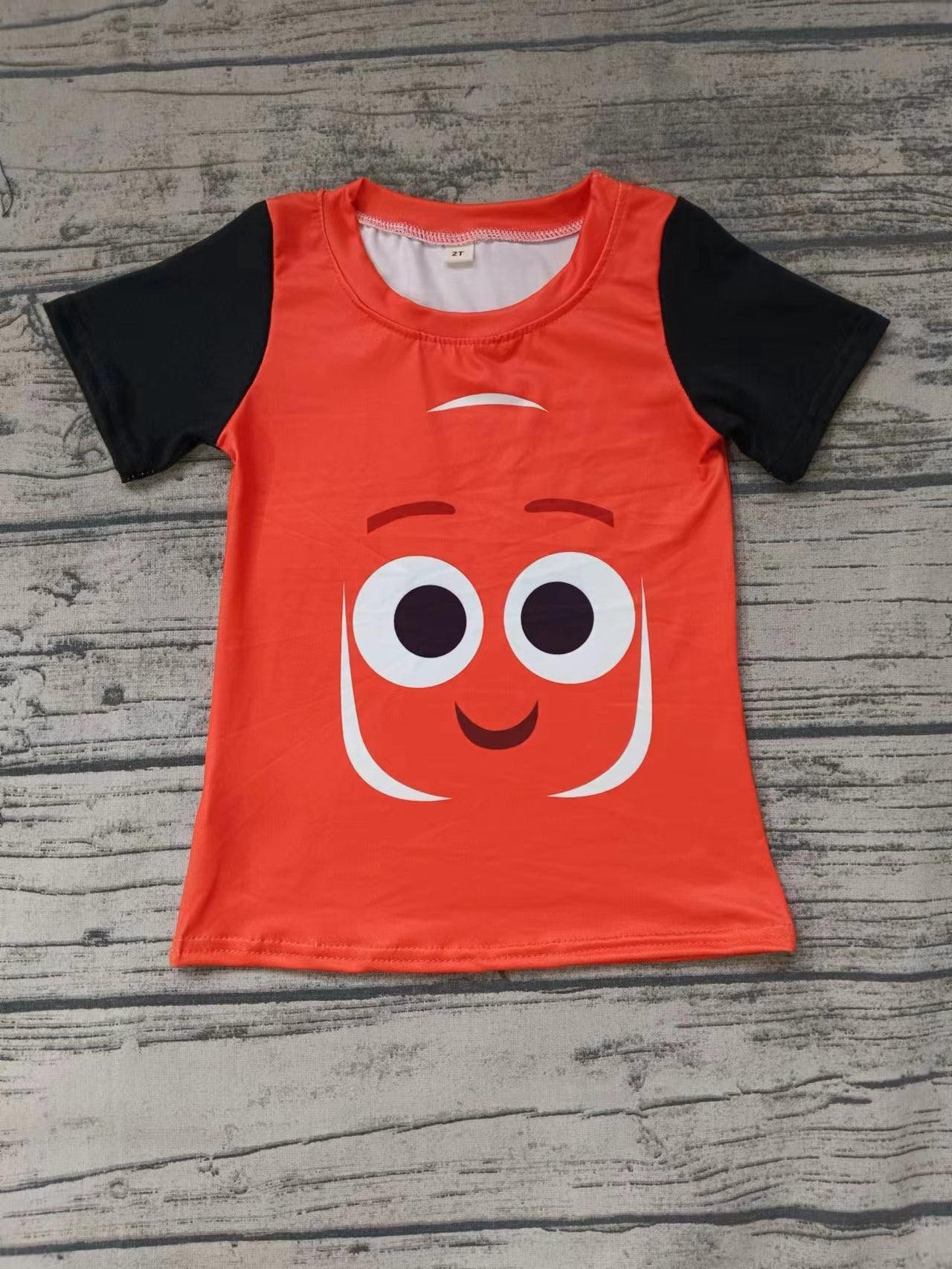 (Custom Design Preorder MOQ 5) Cartoon Fish Orange Print Boys Summer Tee Shirts Top