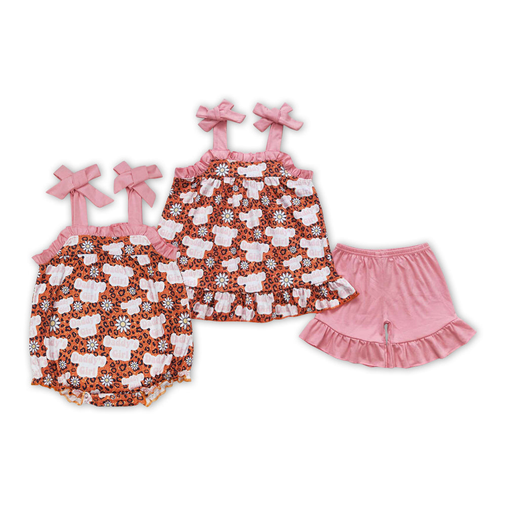 Daddy's Girl Leopard Flowers Print Sisters Father's Day Matching Clothes