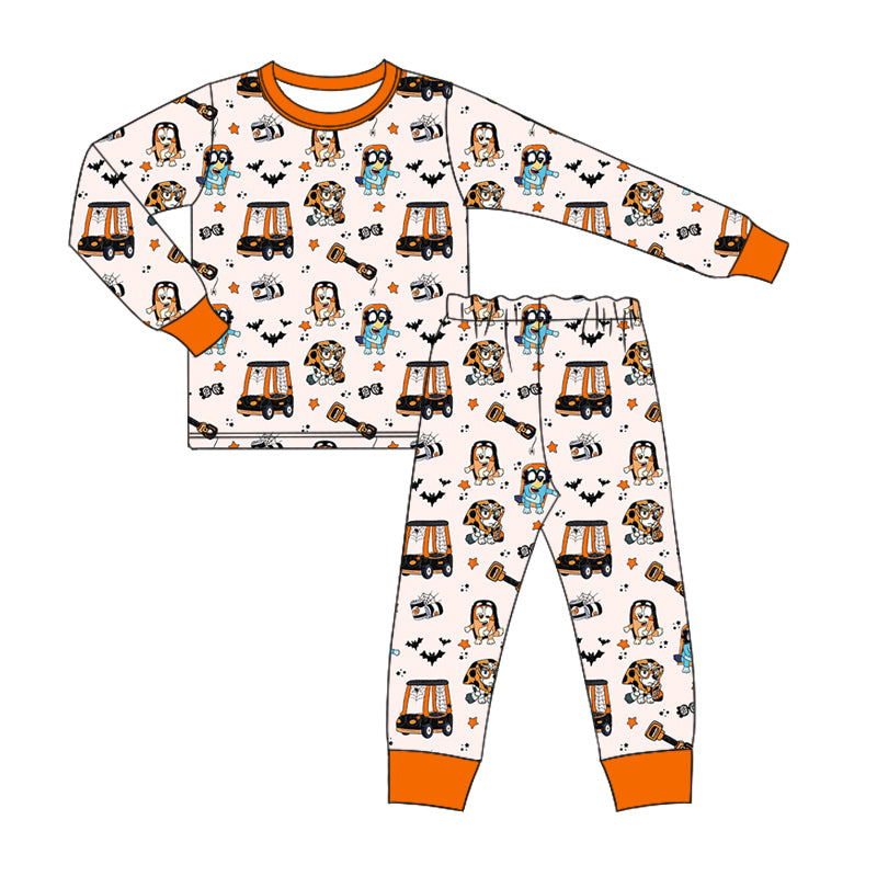 (Custom Design Preorder MOQ 20) Cartoon Dog Print Boys Halloween Bamboo Pajamas Clothes Set