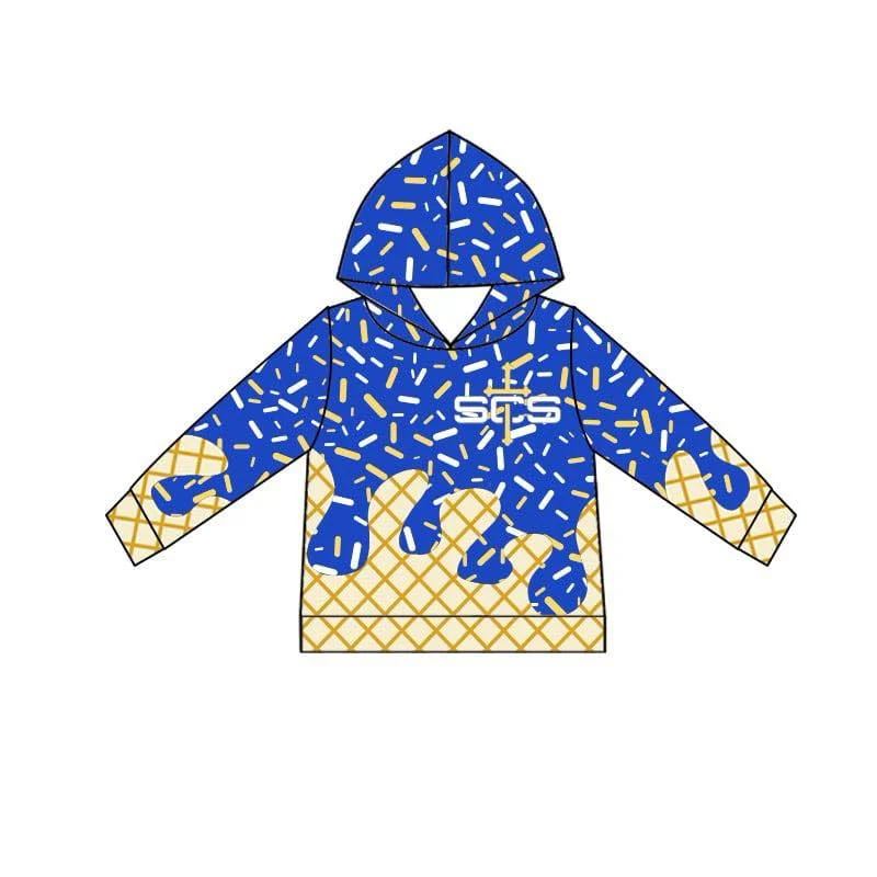 (Custom Design Preorder MOQ 5) Team's Blue SCS Sprinkles Print Kids Hoodie Tee Shirts Top