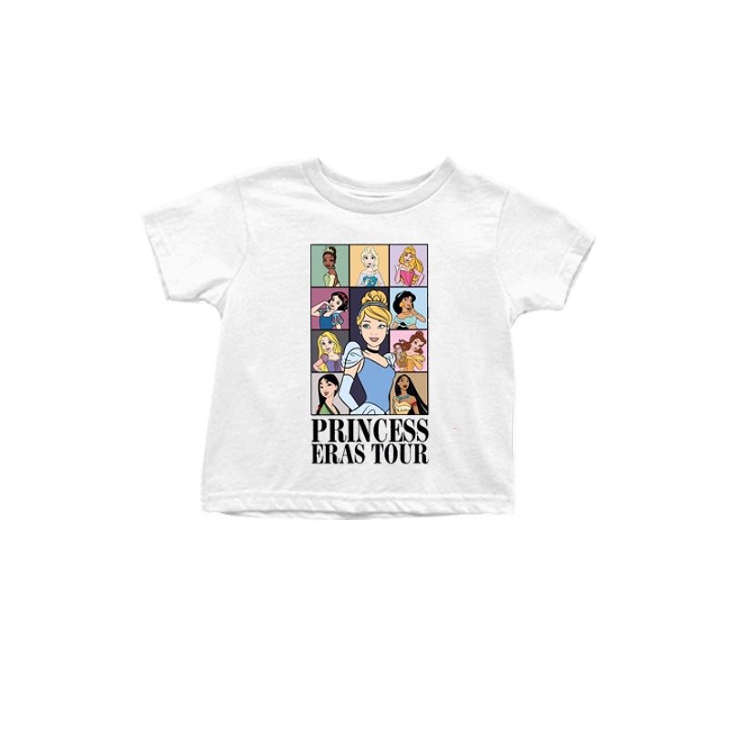 (Custom Design Preorder MOQ 5) White Princess Print Girls Summer Tee Shirts Top