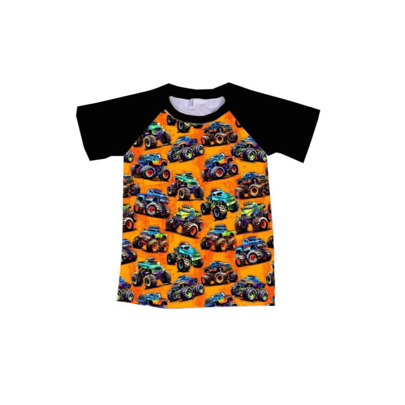 (Custom Design Preorder MOQ 5) Monster Truck Print Boys Summer Tee Shirts Top