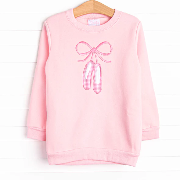 (Custom Design Preorder MOQ 5 ) Dance Shoes Pink Print Girls Long Sleeve Tee Shirts Top