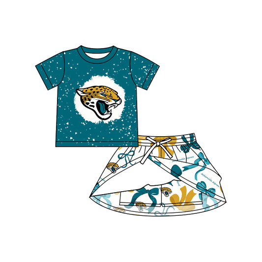 (Custom Design Preorder MOQ 5) Team's Jacksonville Jaguars Top Skirts Shorts Girls Summer Clothes Sets