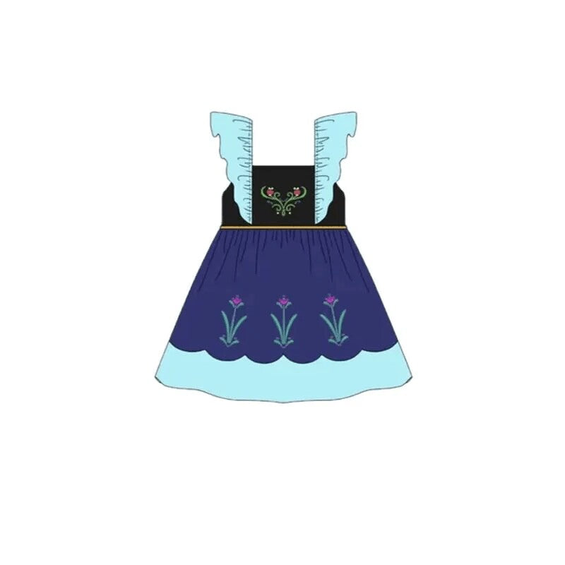 (Custom Design Preorder MOQ 5) Cartoon Princes Print Girls Summer Dress