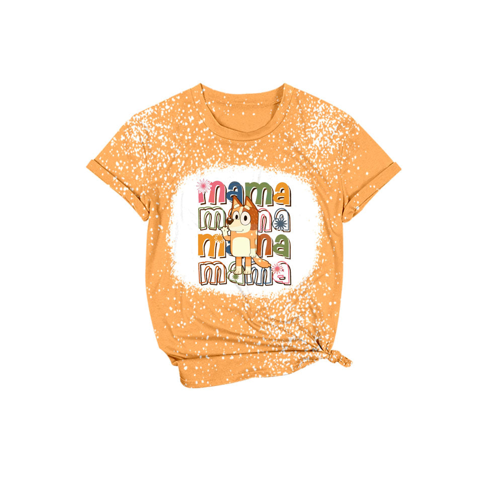 (Custom Design Preorder MOQ 5) Cartoon Dog MAMA Print Adult Tee Shirts Top