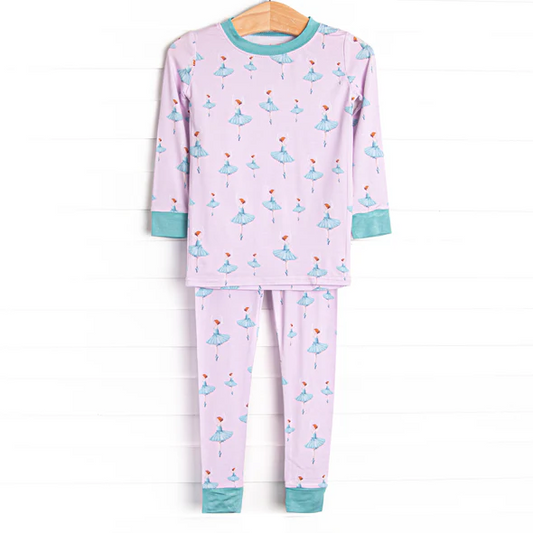 (Custom Design Preorder MOQ 5) Dancing Pink Print Girls Pajamas Clothes Set