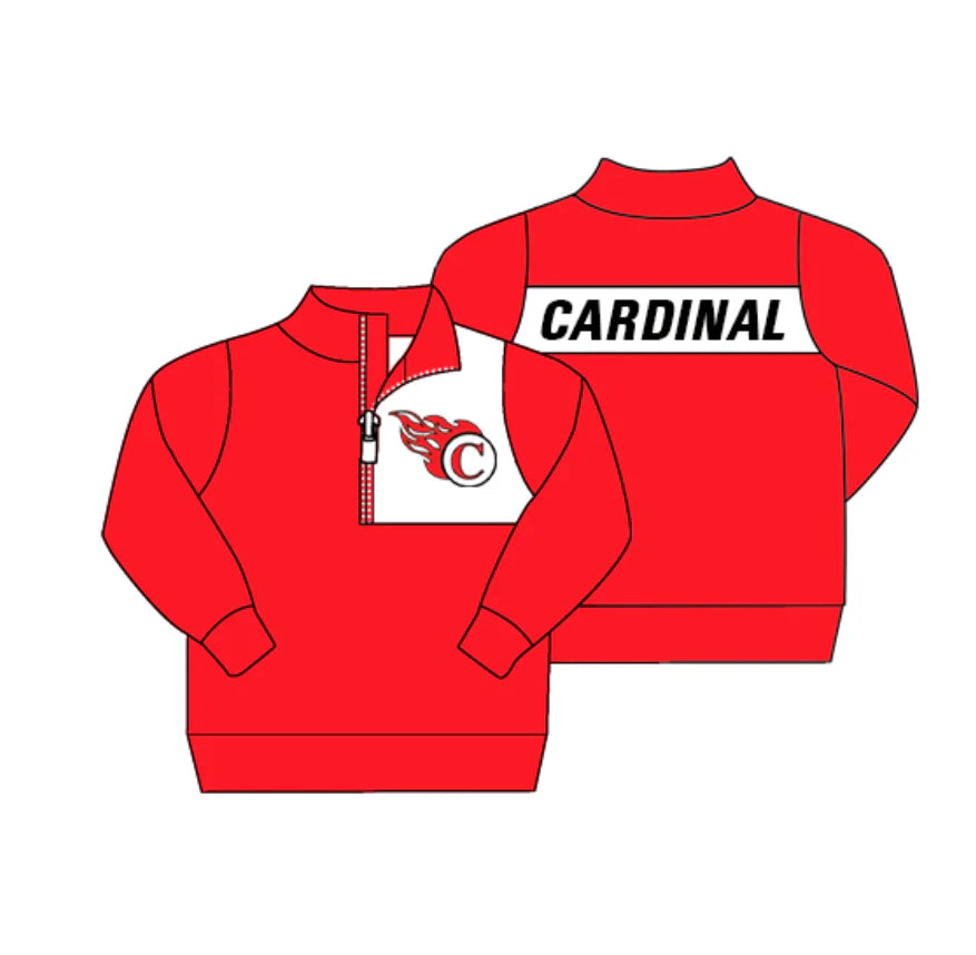 (Custom Design Preorder MOQ 5) Team's CARDINAL Red Print Boys Pullover Tee Shirts Top