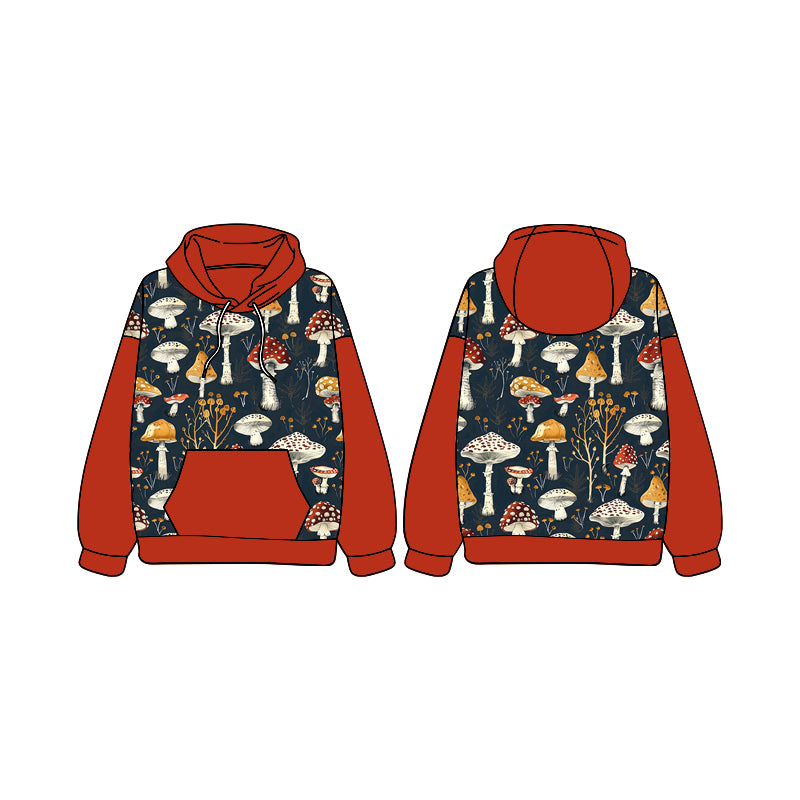 (Custom Design Preorder MOQ 5) Mushroom Print Boys Fall Hoodie Top