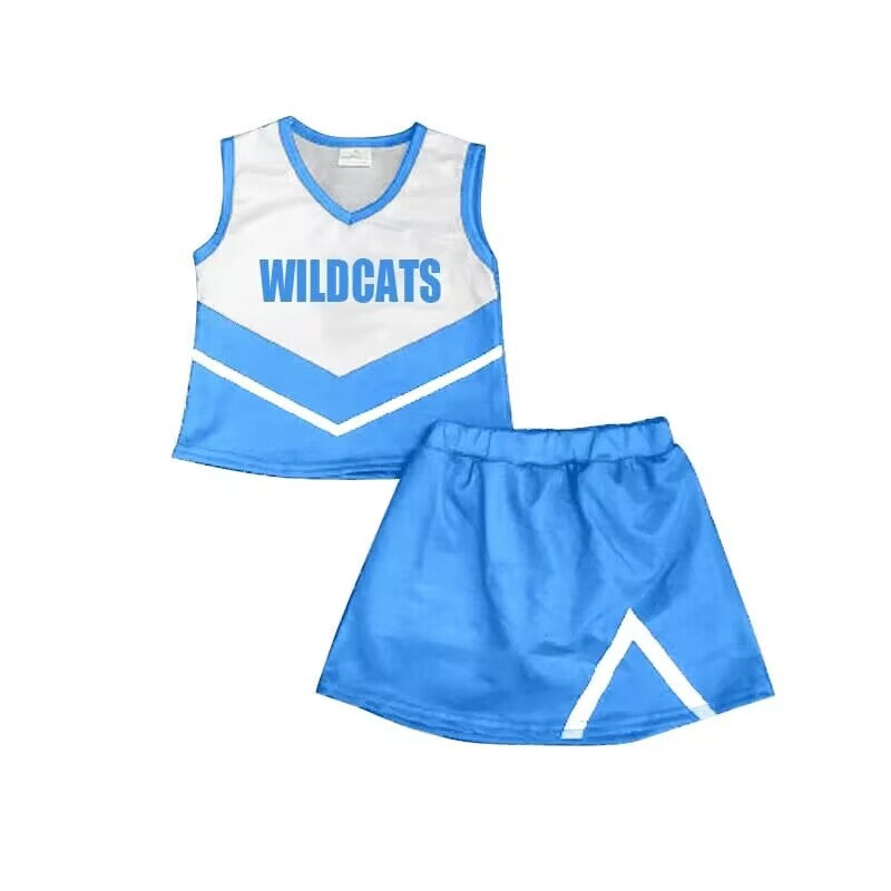 (Custom Design Preorder MOQ 5) Team's WILDCATS Print Girls Skirts Clothes Set