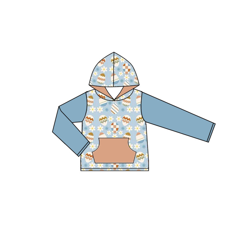 (Custom Design Preorder MOQ 5) Eggs Print Kids Easter Hoodie Tee Shirts Top