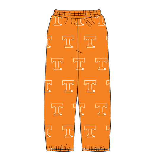 (Custom Design Preorder MOQ 5 Each Item) Team's Tennessee Orange Print Bottom Pants Mom and Me Matching Clothes