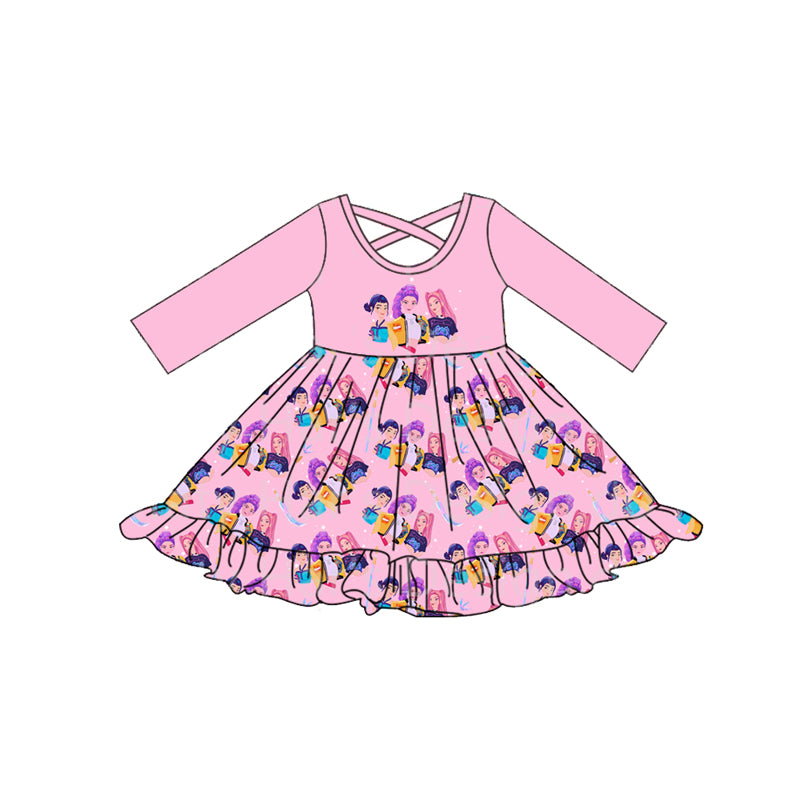 (Custom Design Preorder MOQ 5 Each Item) Cartoon KPOP Character Pink Print Girls Matching Clothes