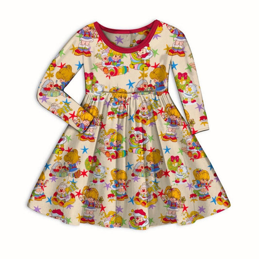 (Custom Design Preorder MOQ 5 ) Cartoon Characters Girls Fall Knee Length Dress