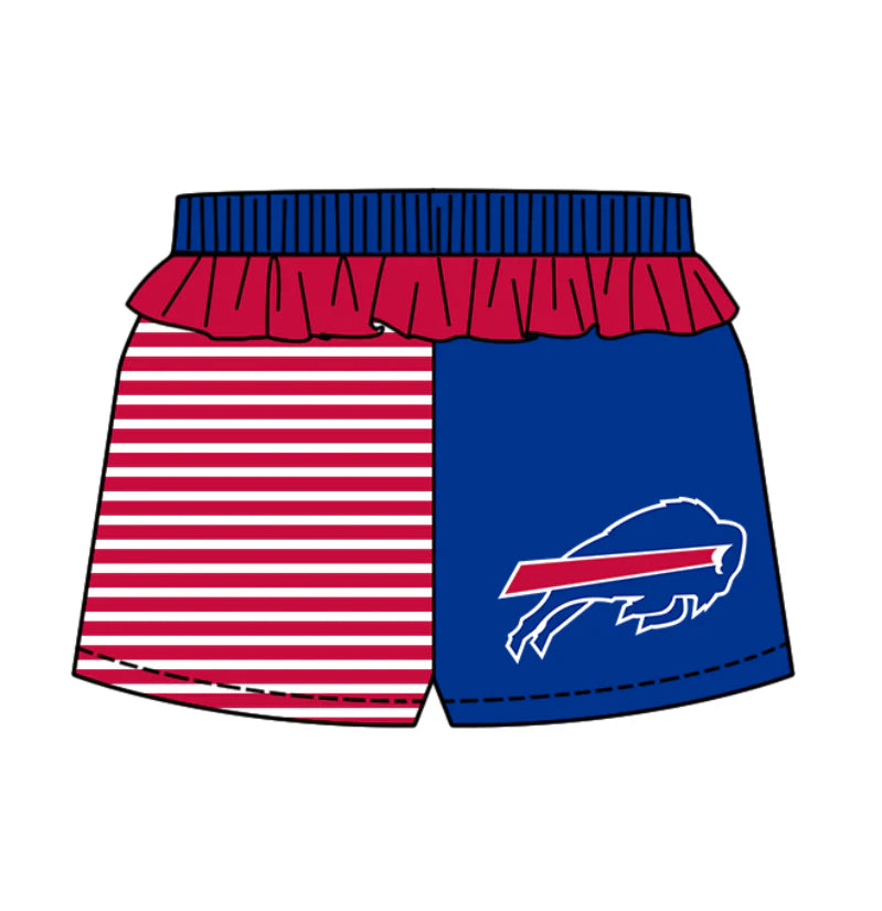 (Custom Design Preorder MOQ 5) Team's Bills Stripes Print Girls Summer Bottom Shorts