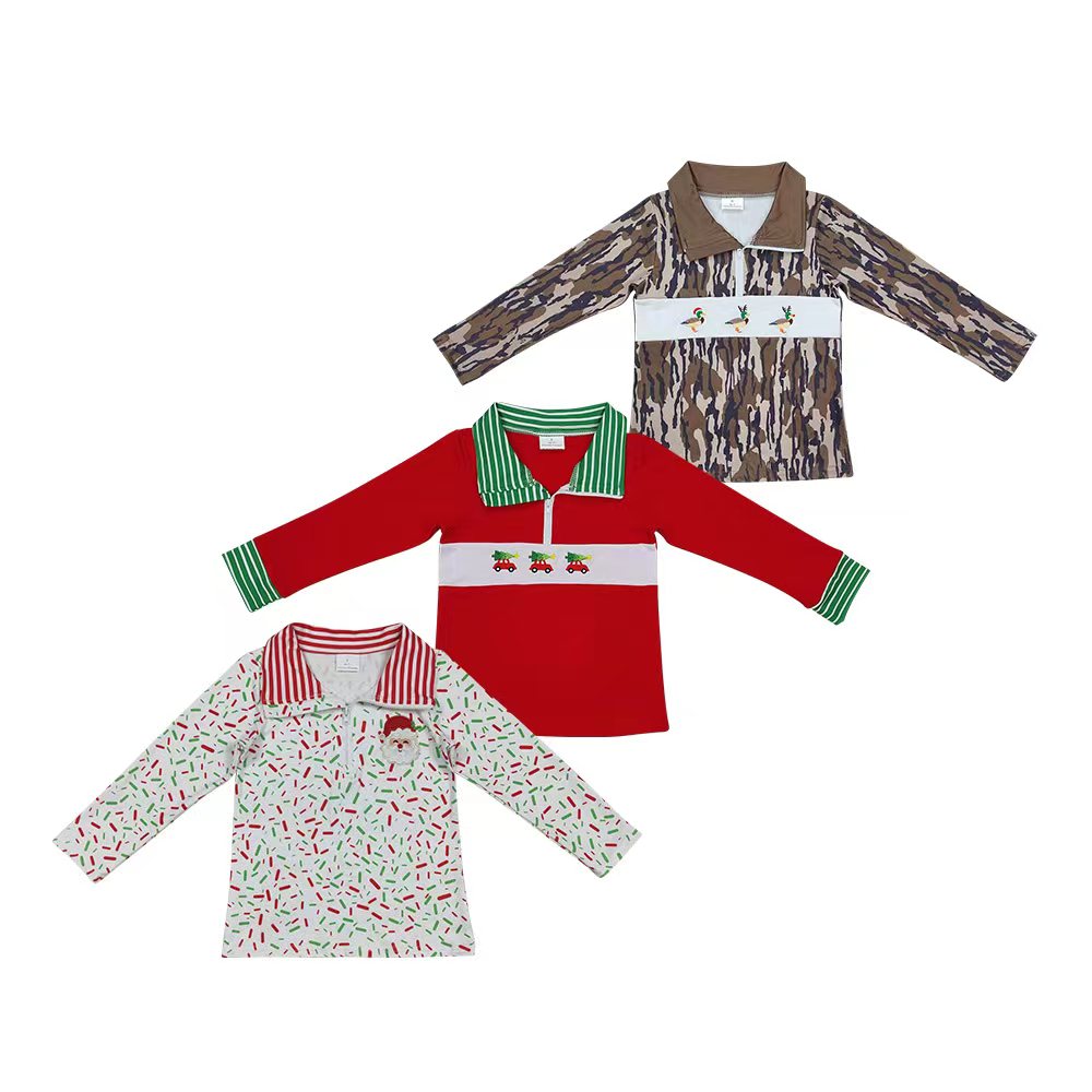 Embroidery Sibling Christmas Matching Zipper Pullover Top