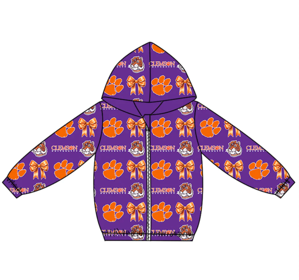 (Custom Design Preorder MOQ 5 Each Item)Team's Tinger Bows Print Girls Matching Clothes