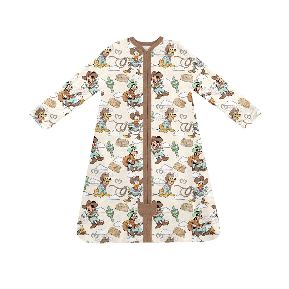 (Custom Design Preorder MOQ 5) Cartoon Mouse Cowboys Print Baby Boys Zipper Sleep Sacks
