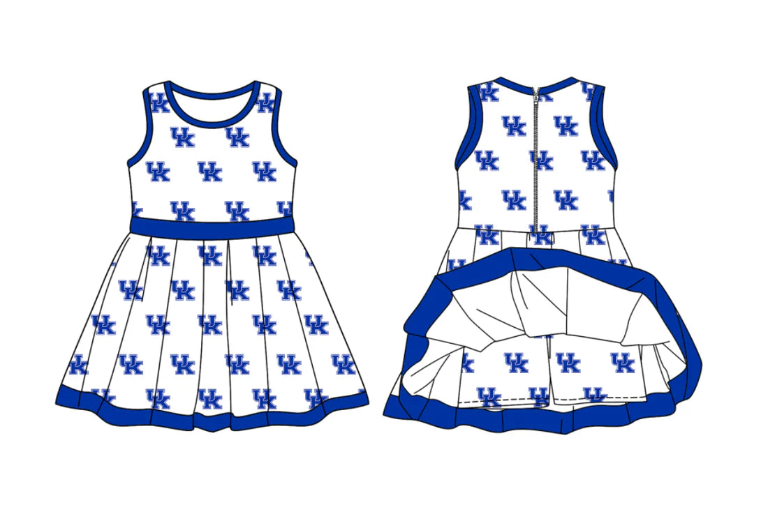 (Custom Design Preorder MOQ 5) Team's Kentucky Print Zipper Shorts Skirts Girls Summer Yoga Dress