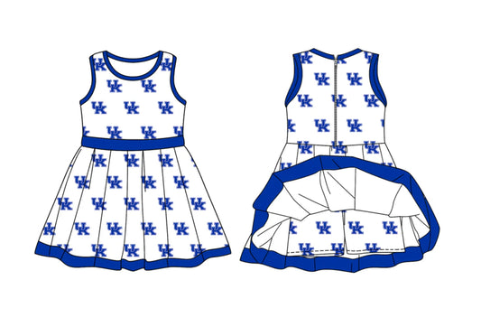 (Custom Design Preorder MOQ 5) Team's Kentucky Print Zipper Shorts Skirts Girls Summer Yoga Dress