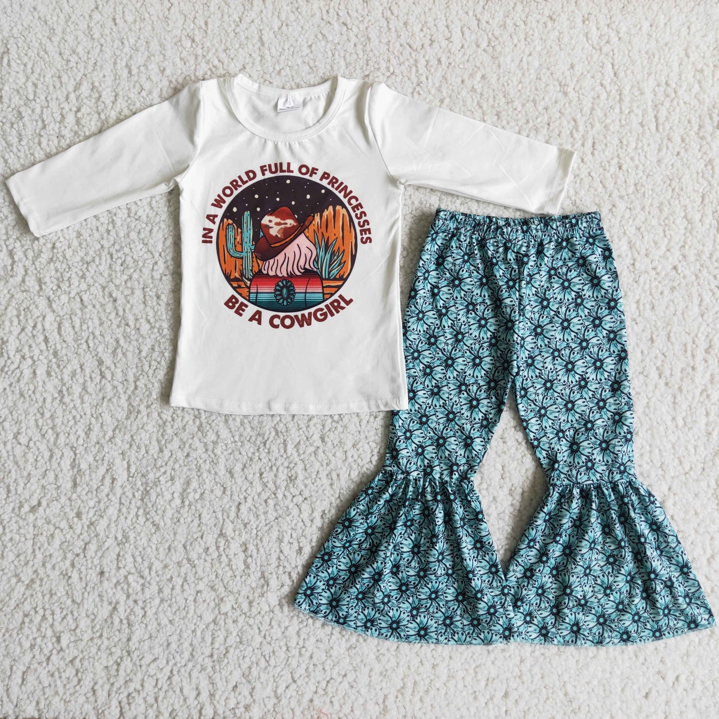 (Promotion) 6 A14-29 Be A Cowgirl bell bottom pants girls western outfits