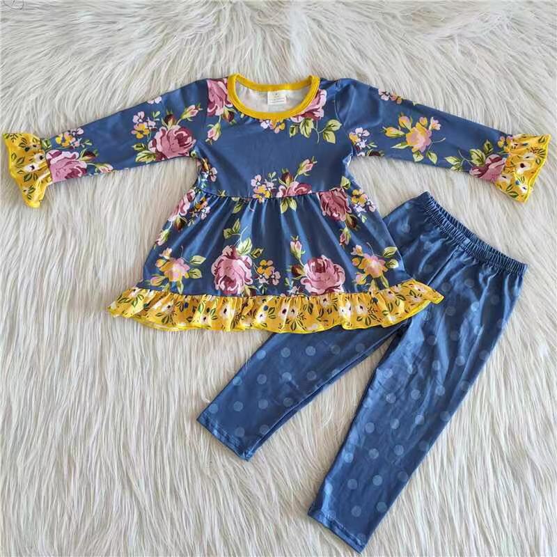 (Promotion) 6 A26-15 Flowers Tunic Top Dots Legging Pants Outfits