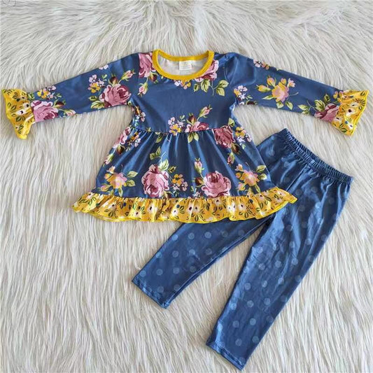 (Promotion) 6 A26-15 Flowers Tunic Top Dots Legging Pants Outfits
