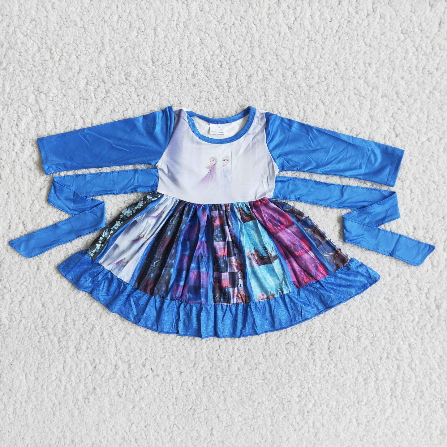 (Promotion)6 A26-2 Long sleeve cartoon princess twirl dresses