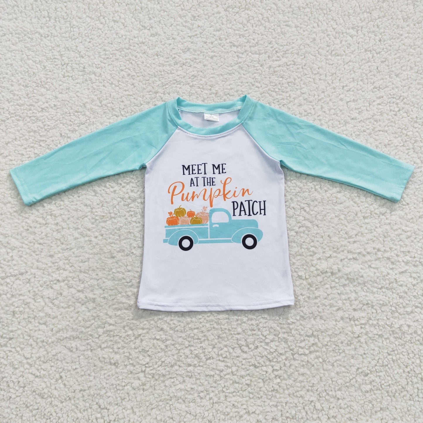 (Promotion) 6A32-3 Meet me at the pumpkin patch boys blue fall pumpkin shirts top