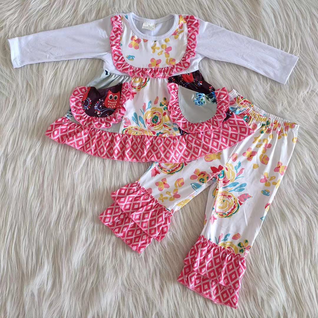 (Promotion) 6 A33-16 Flowers Tunic Pockets Top Ruffles Pants Outfits