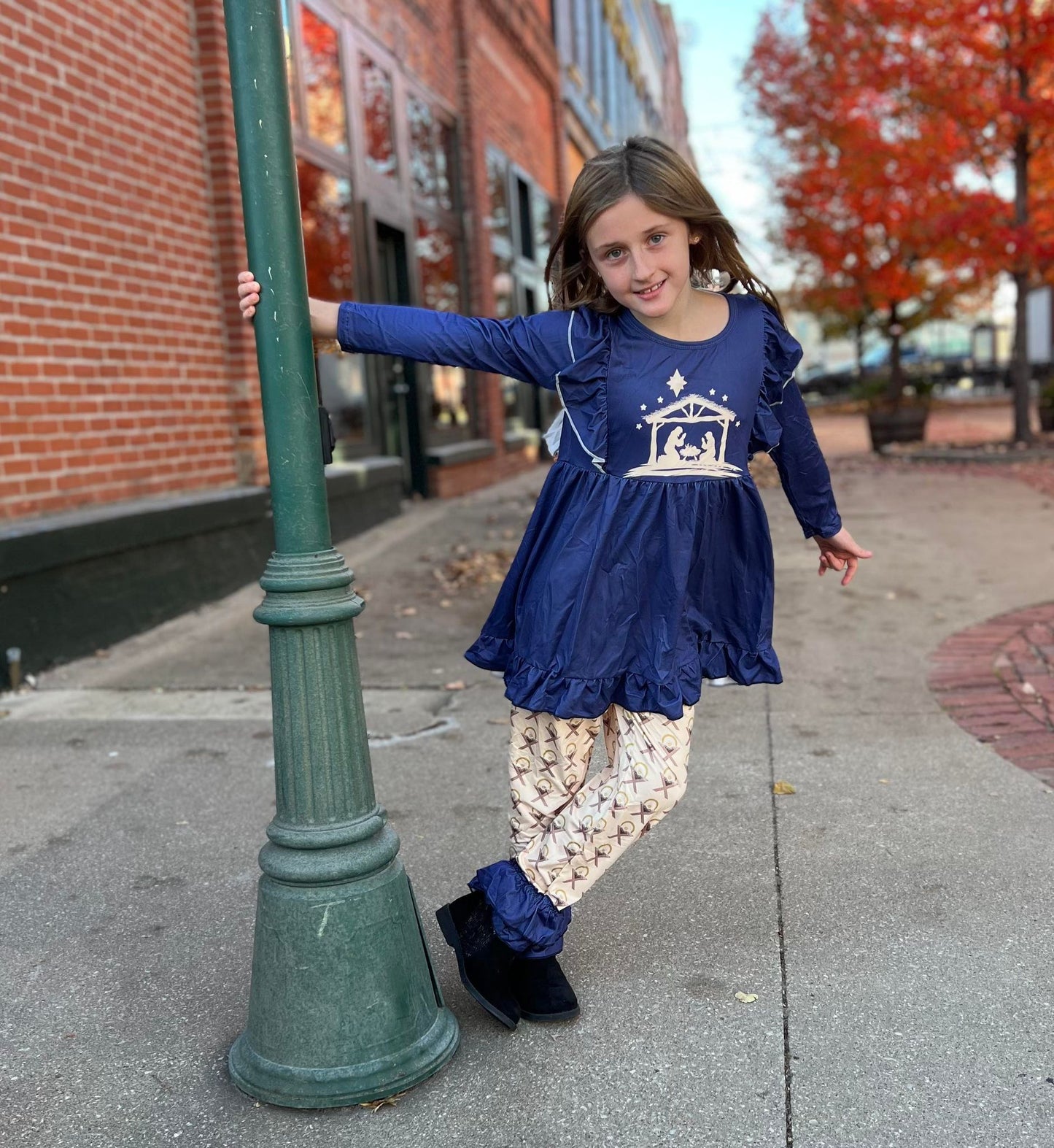 (Promotion)Long sleeve ruffles pants nativity outfits 6 B11-25