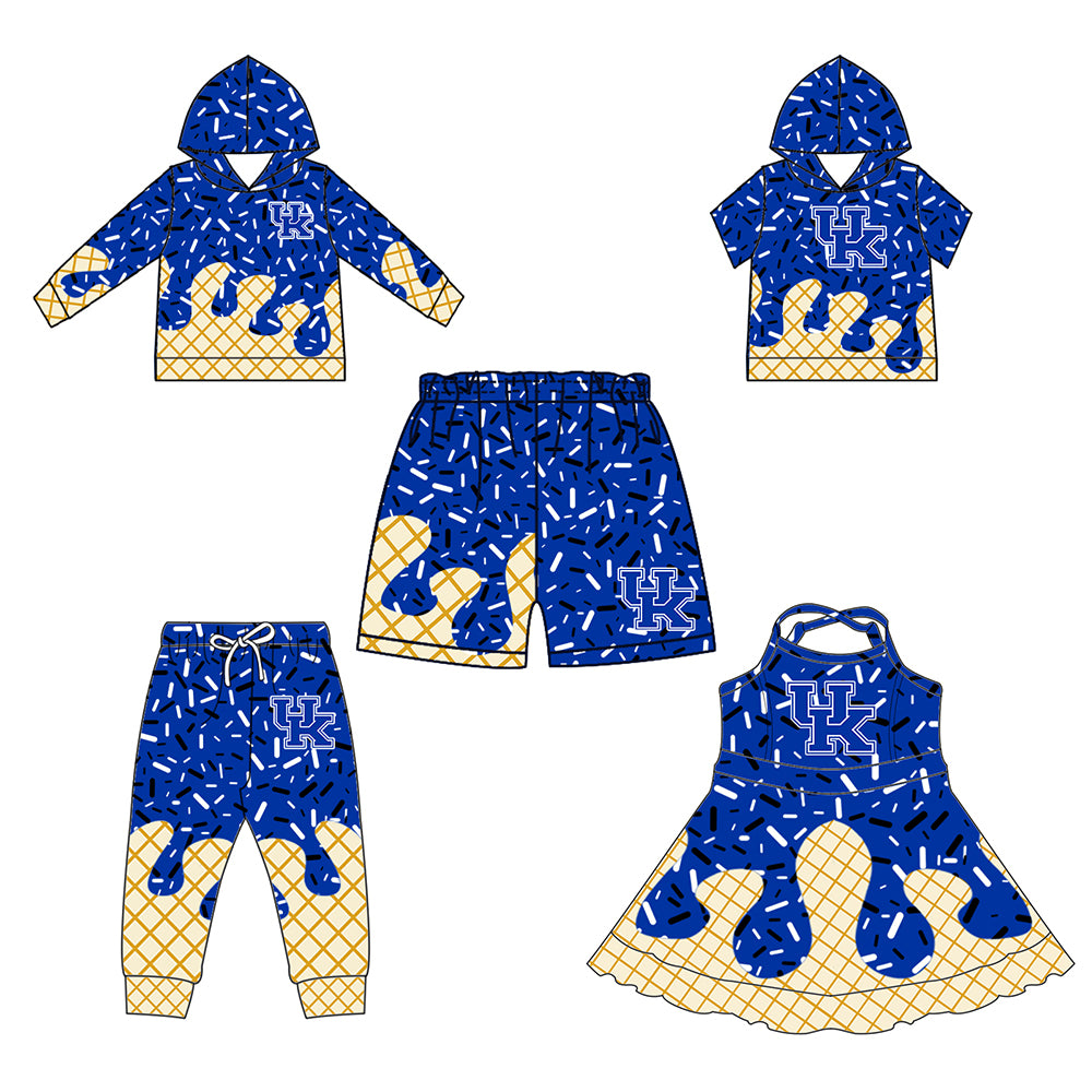 (Custom Design Preorder MOQ 5 Each Item)Team's Kentucky Sprinkles Print Sibling Matching Clothes
