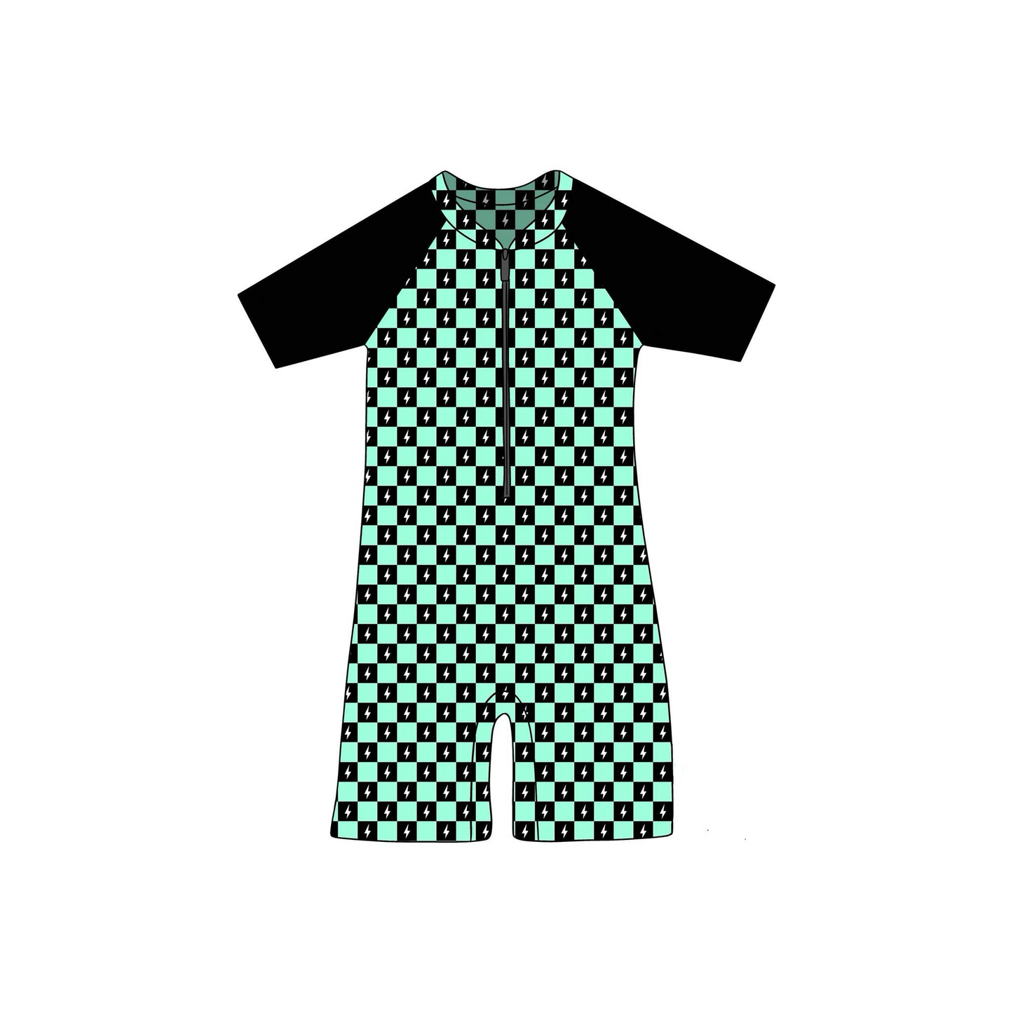 (Custom Design Preorder MOQ 5) Plaid Flash Print Boys Zipper Swimsuits