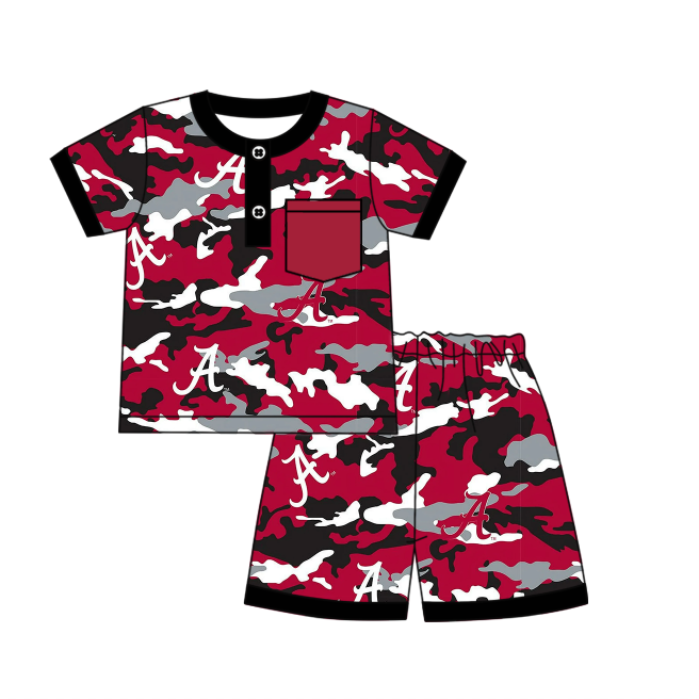 (Custom Design Preorder MOQ 5 Each Design) Team's Alabama Camo Print Kids Summer Matching Clothes Sibling Wear