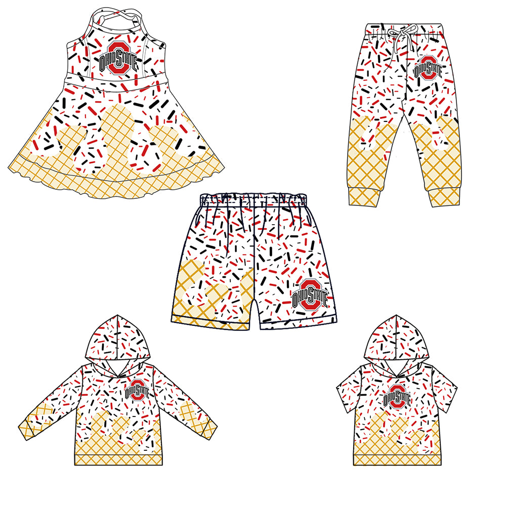 (Custom Design Preorder MOQ 5 Each Item)Team's OHIO STATE Sprinkles Print Sibling Matching ClothesNorthwestern Wildcats
