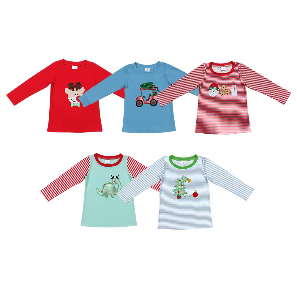 5 Styles Embroidery Sibling Christmas Matching Tee Shirts Top