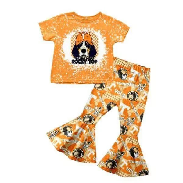 (Custom Design Preorder MOQ 5) Team's Dog Top VOLS Tennessee Bell Pants Girls Clothes Set