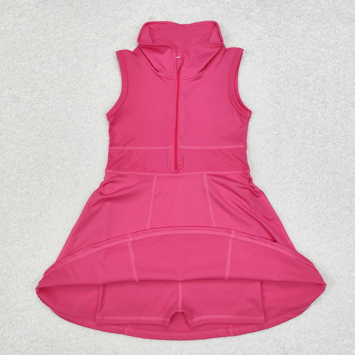 4 Colors Girls Knee Length Zipper Yoga Dress