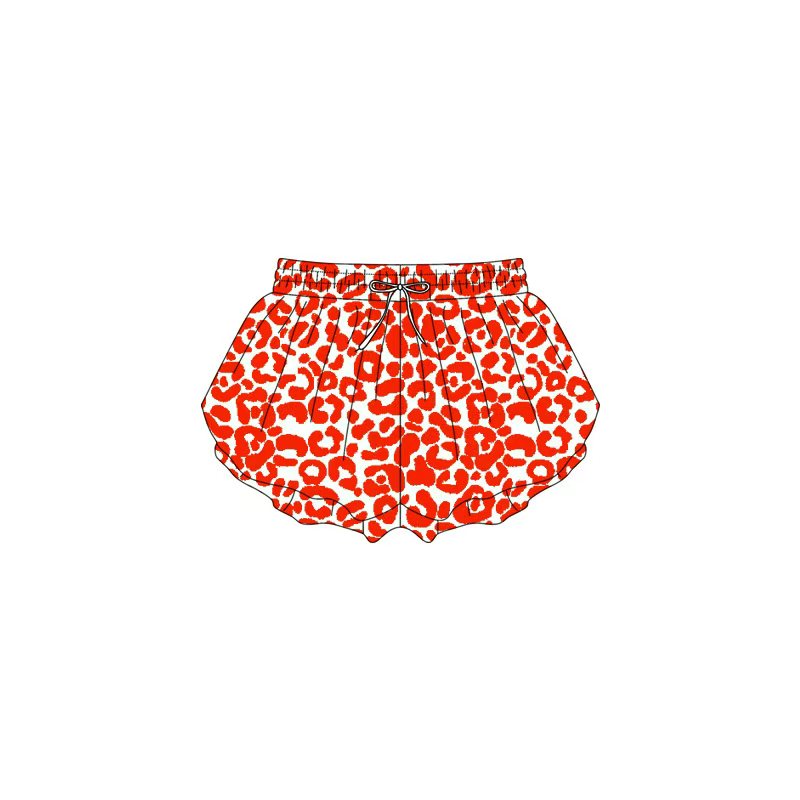 (Custom Design Preorder MOQ 5 Each Item) Red Leopard Print Summer Bottom Shorts Mom and Me Matching Clothes