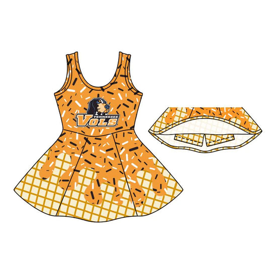 (Custom Design Preorder MOQ 5) Team's Tennessee Sprinkles Print Shorts Skirts Girls Summer Yoga Dress