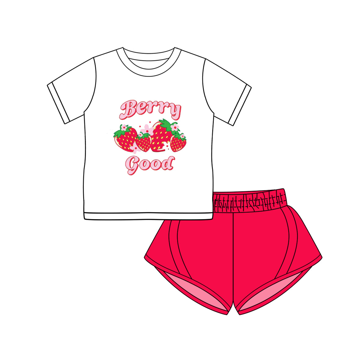 3.7(Custom Design Preorder MOQ 5 Each Design) Berry Good Top Red Shorts Skirts Girls Summer Matching Clothes Sisters Wear